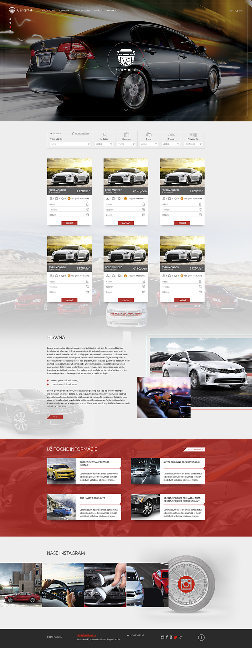 We show what happened on the main page, the site supports a video background in the header of the site and a car selection filter is visible on the main page, the client is satisfied